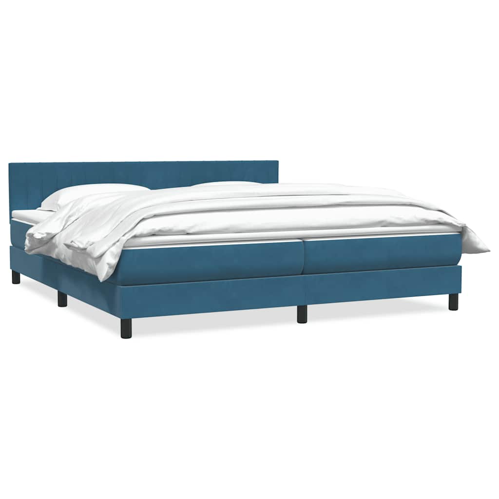 Boxspring met matras fluweel donkerblauw 200x220 cm