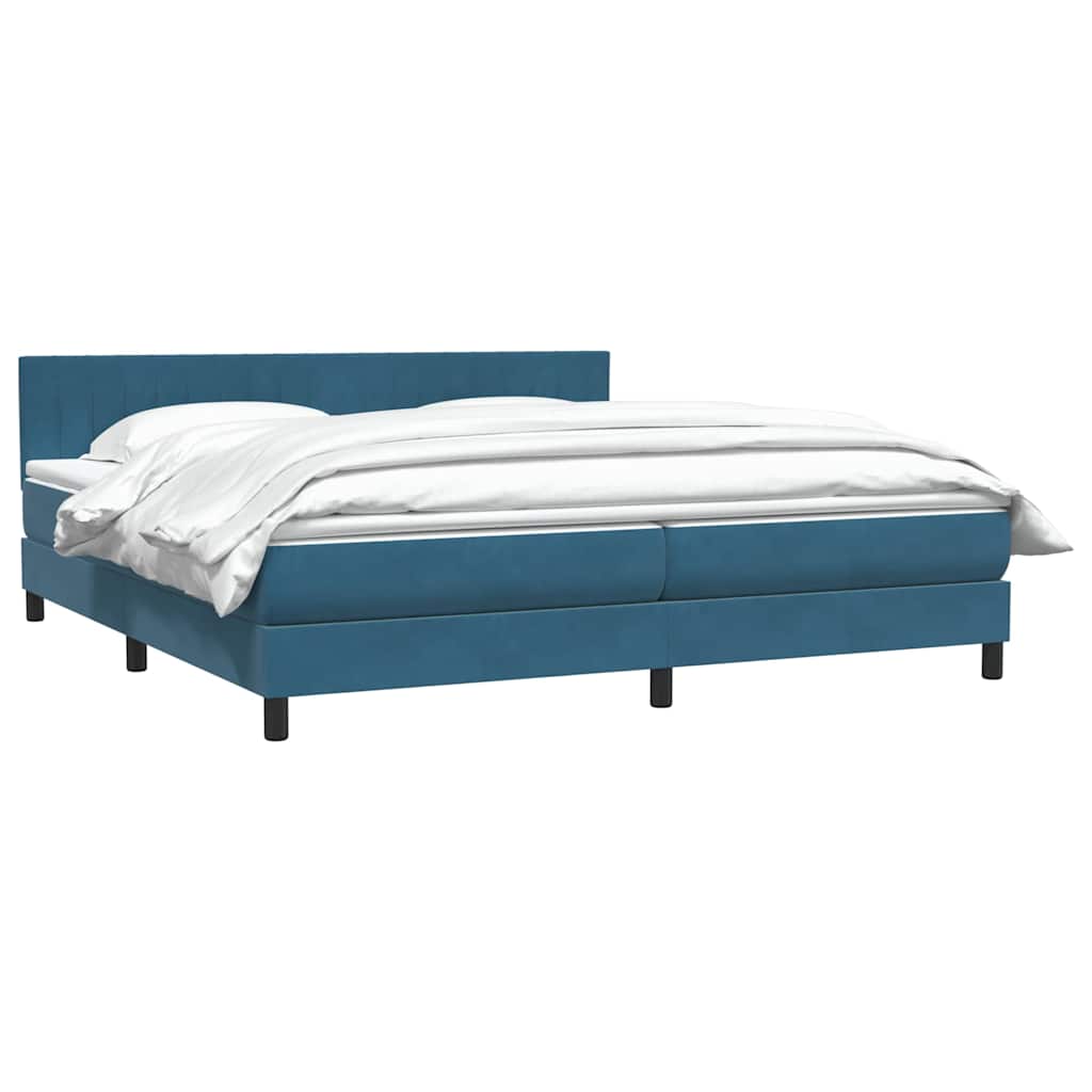 Boxspring met matras fluweel donkerblauw 200x220 cm