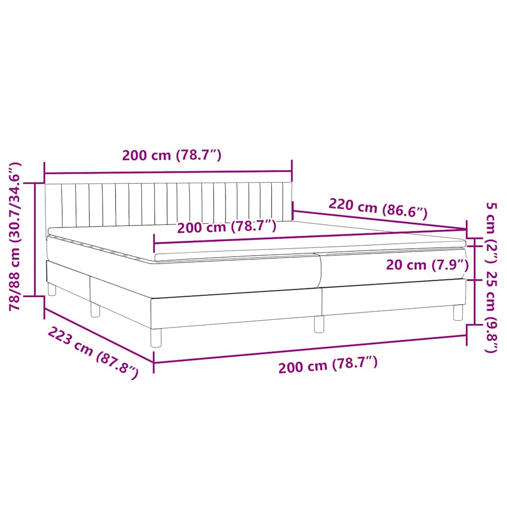 Boxspring met matras fluweel donkerblauw 200x220 cm