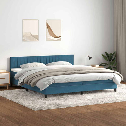 Boxspring met matras fluweel donkerblauw 200x220 cm