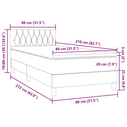 Boxspring met matras fluweel lichtgrijs 80x210 cm