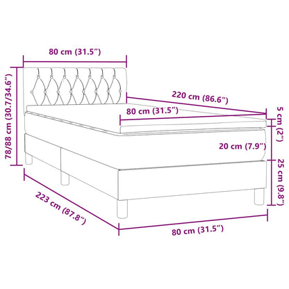 Boxspring met matras fluweel donkergrijs 80x220 cm