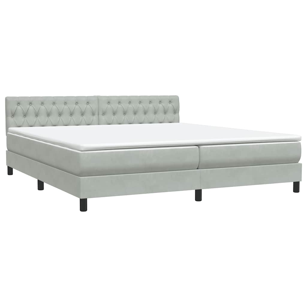 Boxspring met matras fluweel lichtgrijs 180x220 cm