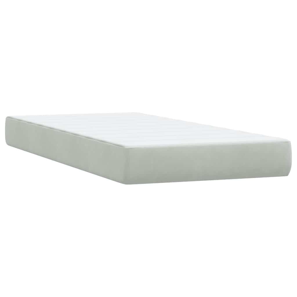 Boxspring met matras fluweel lichtgrijs 180x220 cm