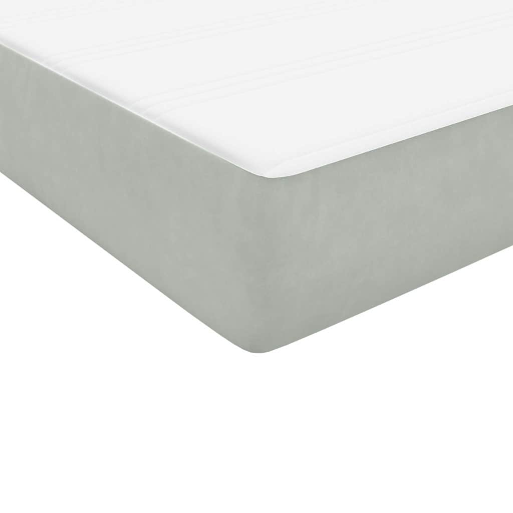 Boxspring met matras fluweel lichtgrijs 180x220 cm