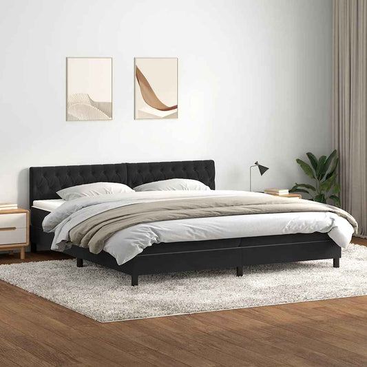 Boxspring met matras fluweel zwart 180x220 cm