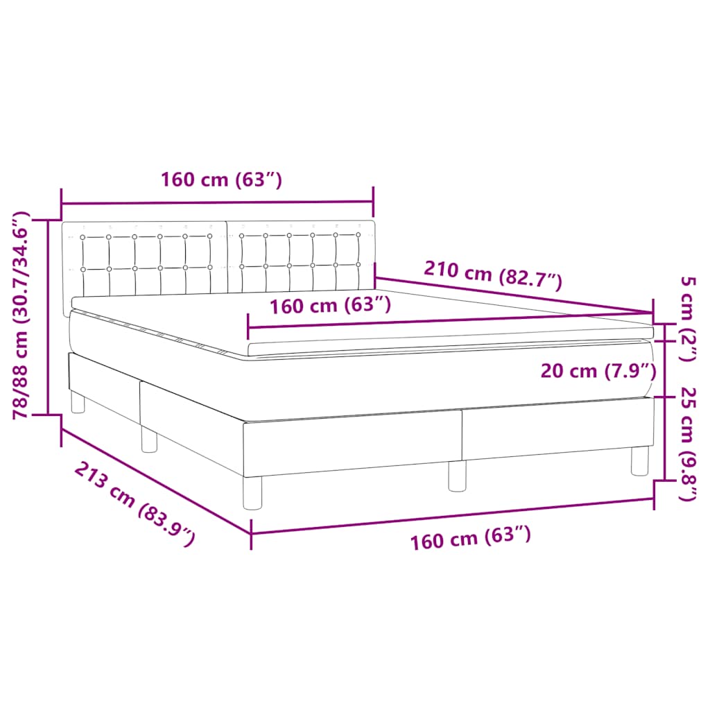 Boxspring met matras fluweel roze 160x210 cm