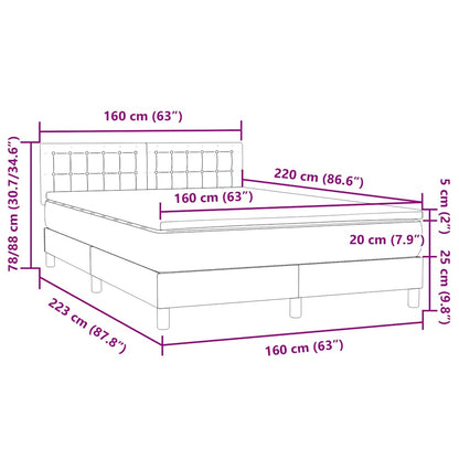 Boxspring met matras fluweel donkergrijs 160x220 cm