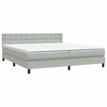 Boxspring met matras fluweel lichtgrijs 180x220 cm