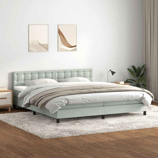 Boxspring met matras fluweel lichtgrijs 180x220 cm