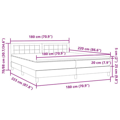 Boxspring met matras fluweel donkergrijs 180x220 cm