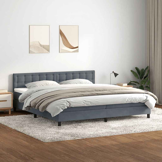 Boxspring met matras fluweel donkergrijs 180x220 cm