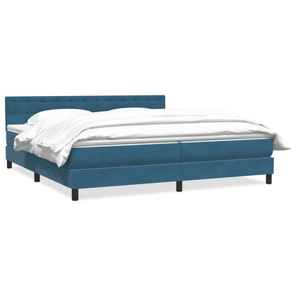 Boxspring met matras fluweel donkerblauw 200x220 cm