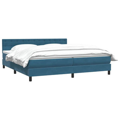 Boxspring met matras fluweel donkerblauw 200x220 cm