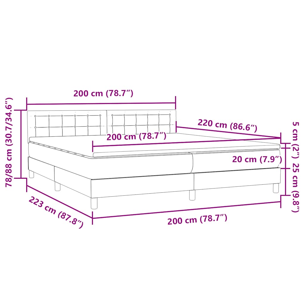 Boxspring met matras fluweel donkerblauw 200x220 cm