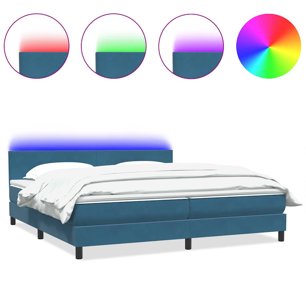Boxspring met matras fluweel donkerblauw 180x210 cm