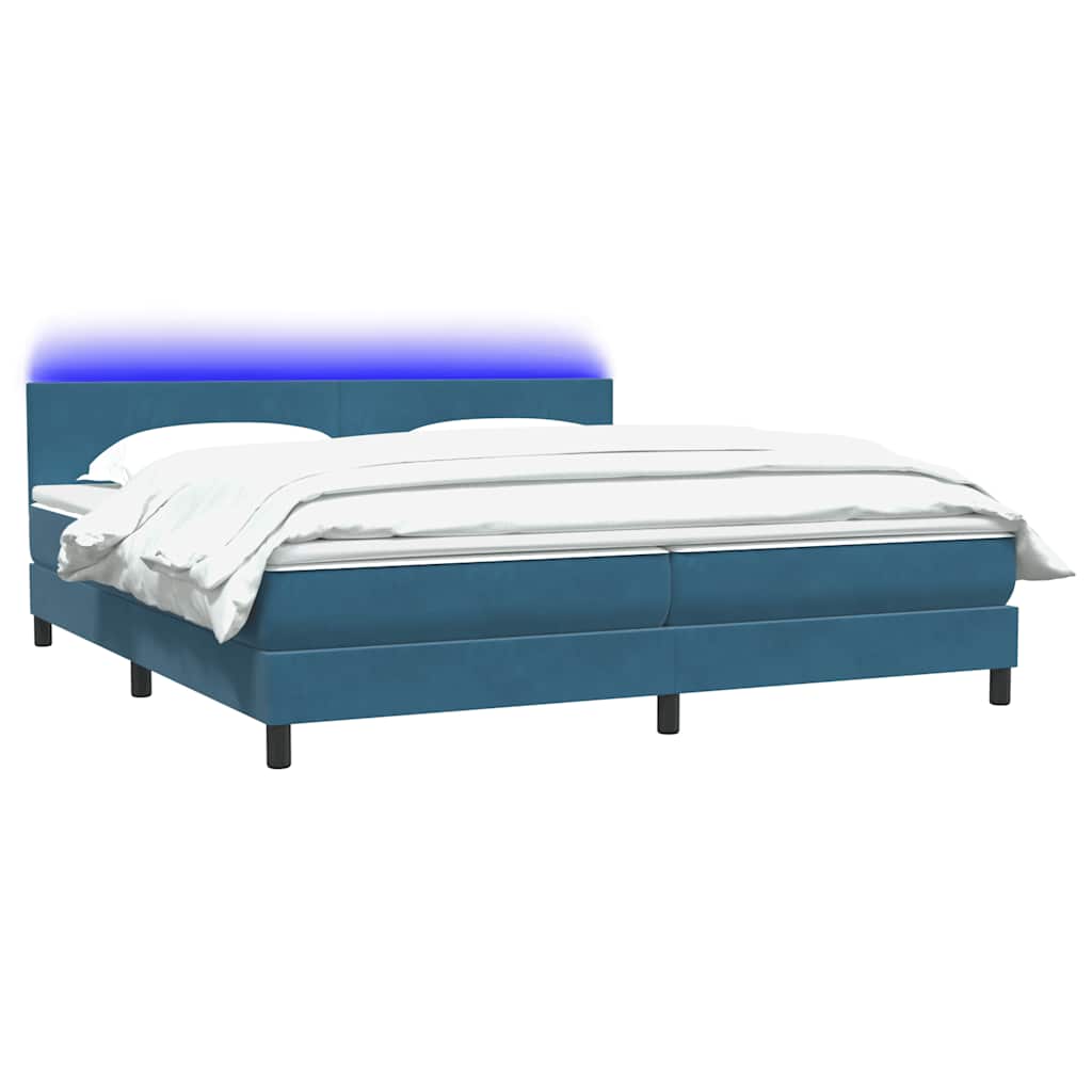 Boxspring met matras fluweel donkerblauw 180x210 cm