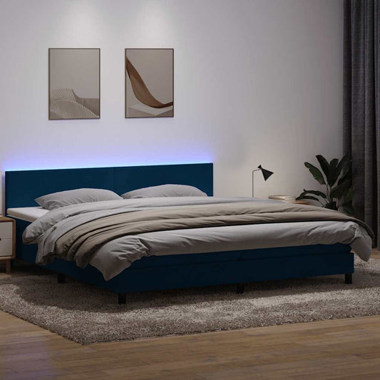 Boxspring met matras fluweel donkerblauw 180x210 cm