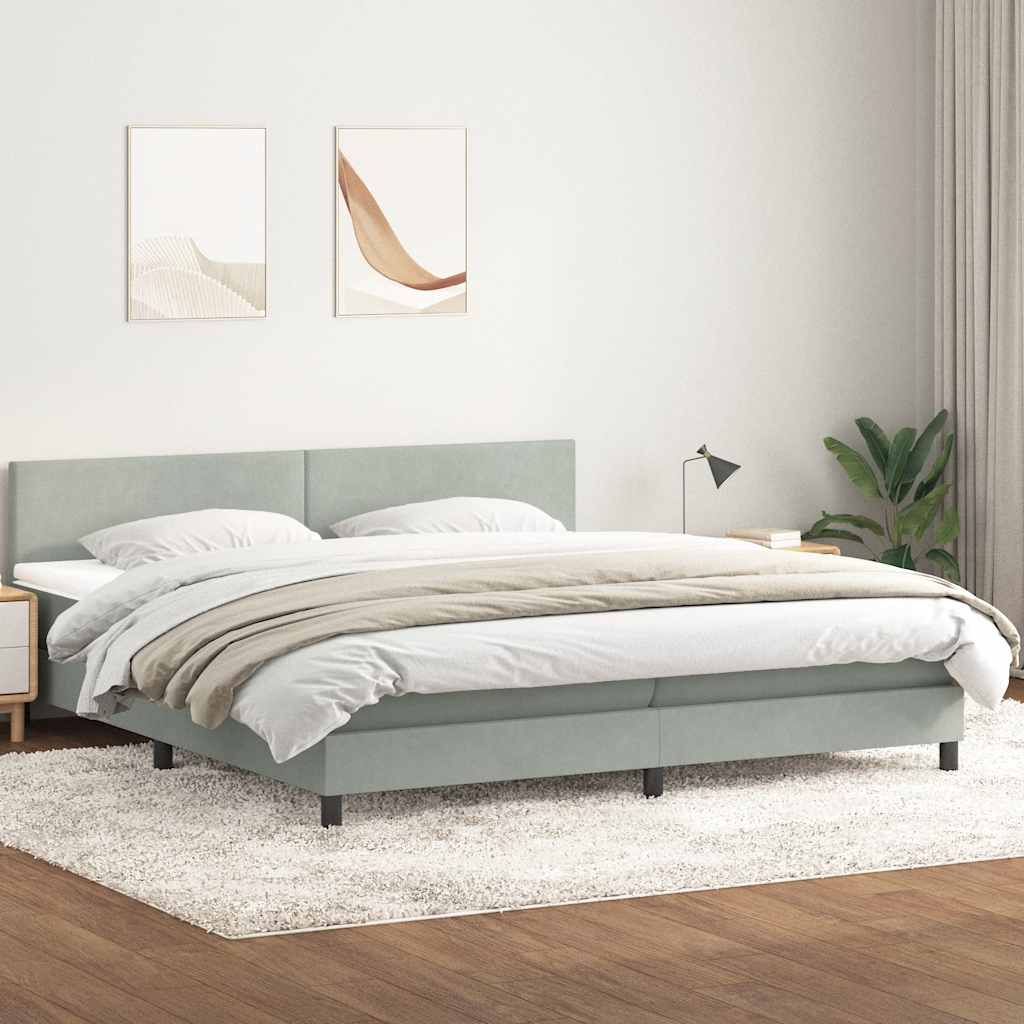 Boxspring met matras fluweel lichtgrijs 200x210 cm