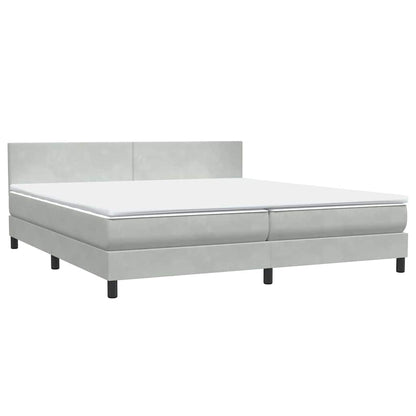 Boxspring met matras fluweel lichtgrijs 200x210 cm