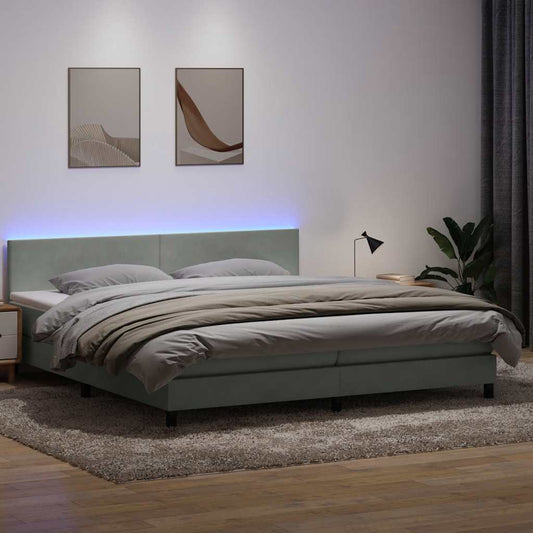 Boxspring met matras fluweel lichtgrijs 200x210 cm