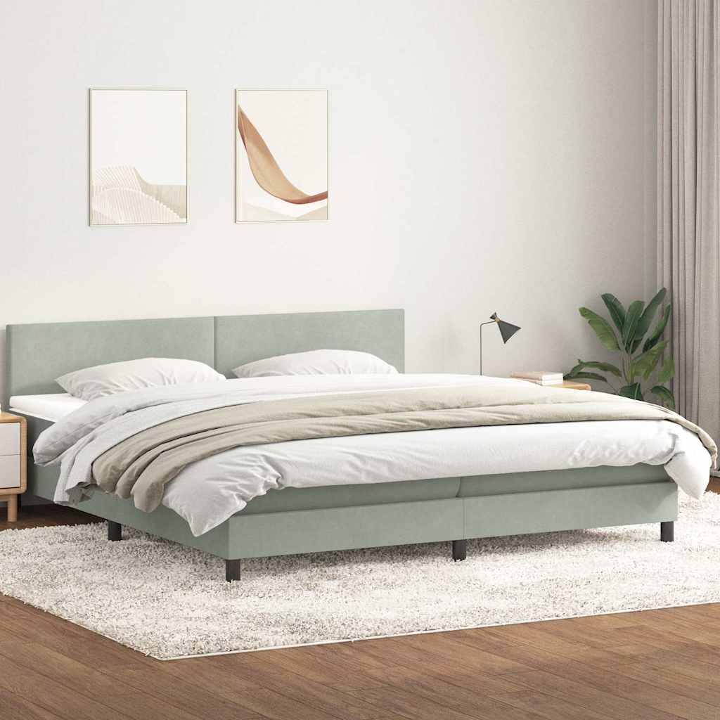 Boxspring met matras fluweel lichtgrijs 180x220 cm