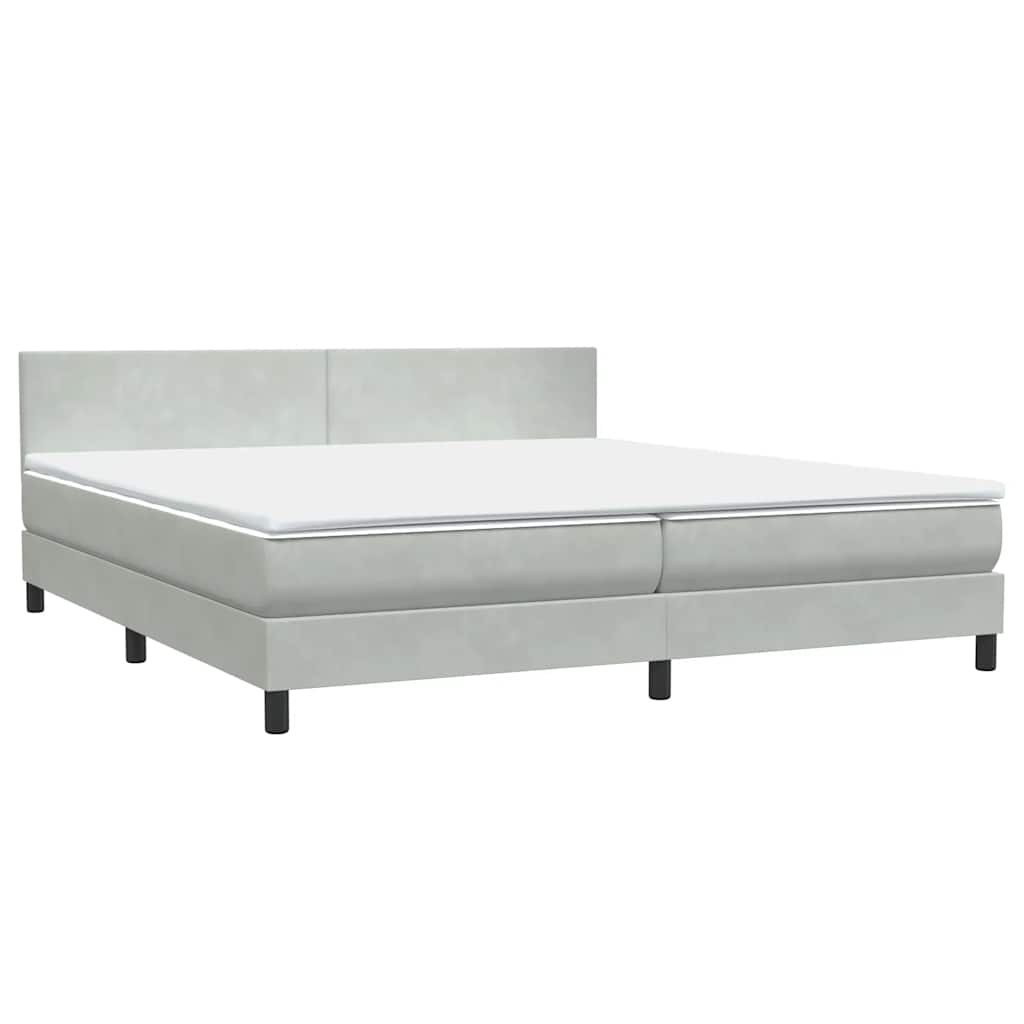 Boxspring met matras fluweel lichtgrijs 180x220 cm