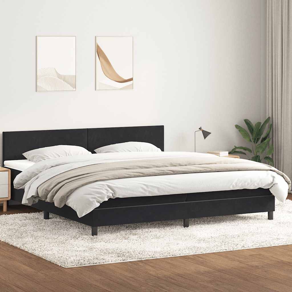 Boxspring met matras fluweel zwart 180x220 cm