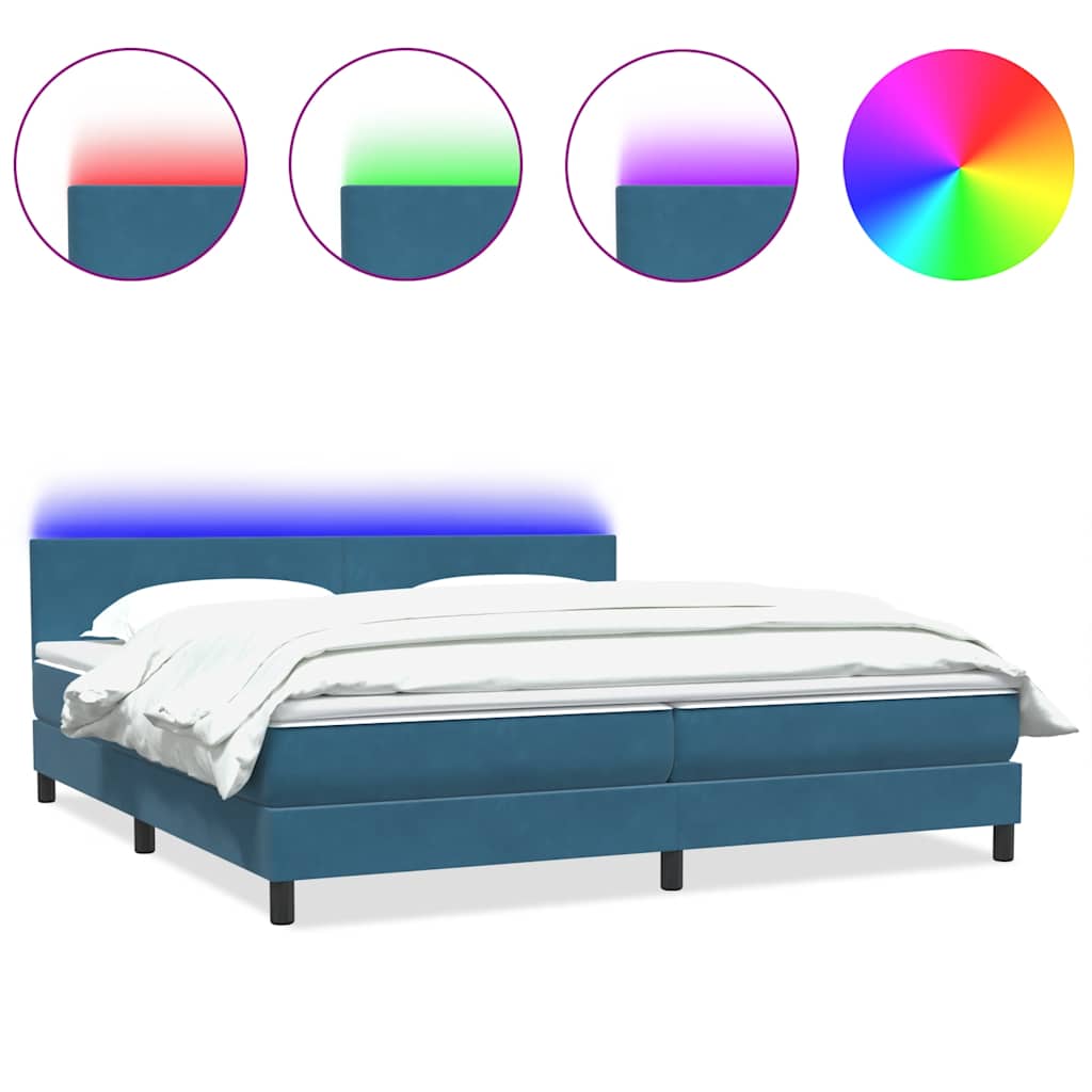 Boxspring met matras fluweel donkerblauw 180x220 cm