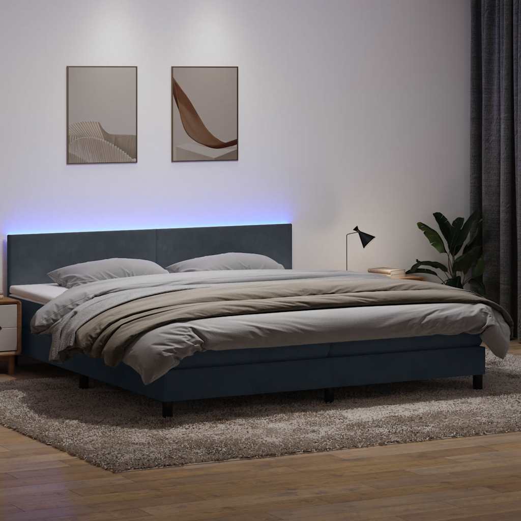 Boxspring met matras fluweel donkergrijs 200x220 cm