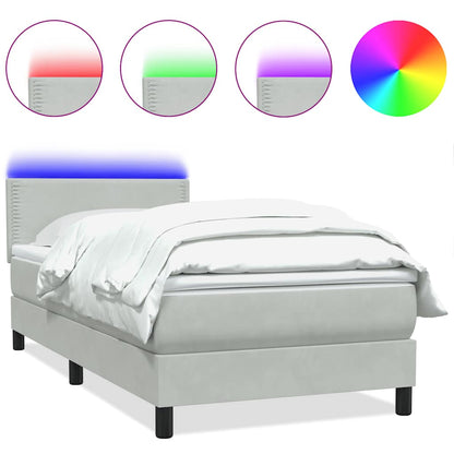 Boxspring met matras fluweel lichtgrijs 80x210 cm