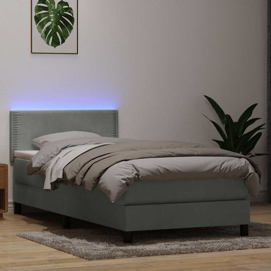 Boxspring met matras fluweel lichtgrijs 80x210 cm
