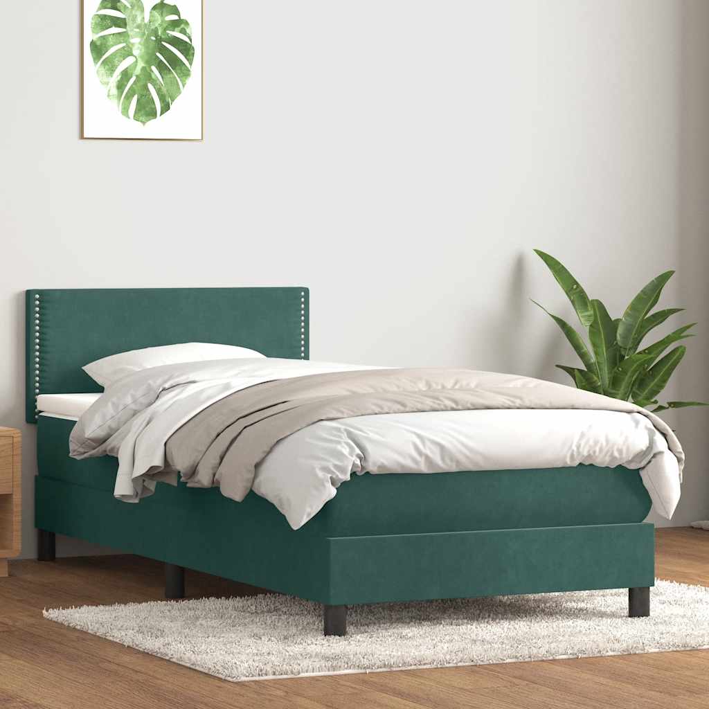 Boxspring met matras fluweel donkergroen 80x210 cm