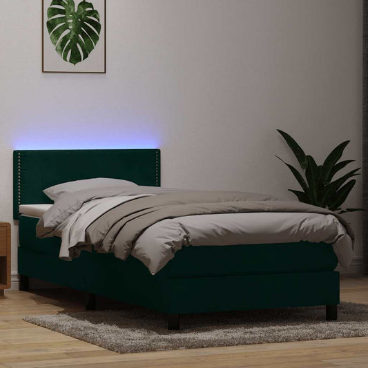 Boxspring met matras fluweel donkergroen 80x210 cm