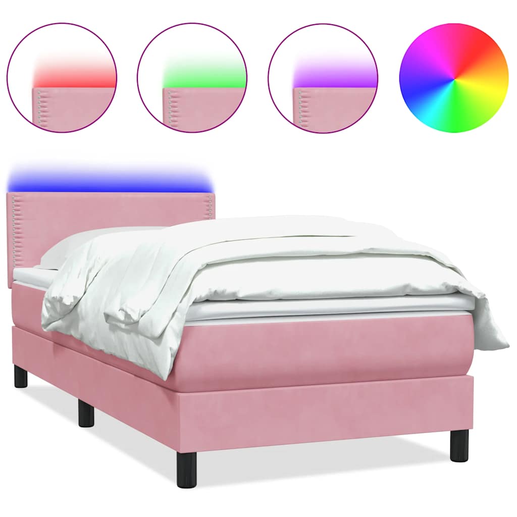 Boxspring met matras fluweel roze 80x210 cm