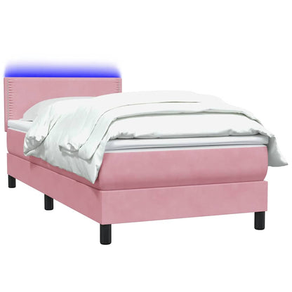 Boxspring met matras fluweel roze 80x210 cm
