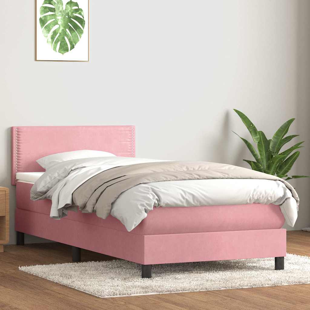 Boxspring met matras fluweel roze 80x210 cm