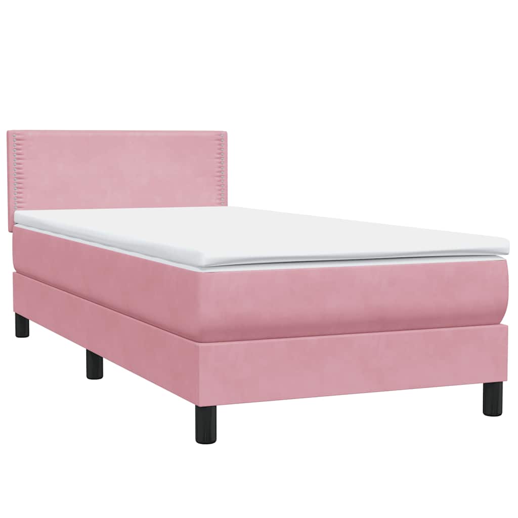 Boxspring met matras fluweel roze 80x210 cm
