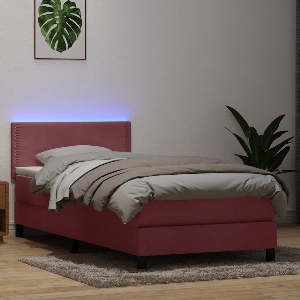 Boxspring met matras fluweel roze 80x210 cm