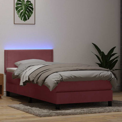 Boxspring met matras fluweel roze 80x210 cm