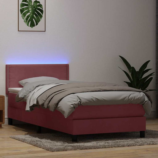 Boxspring met matras fluweel roze 80x210 cm