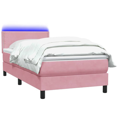 Boxspring met matras fluweel roze 90x210 cm