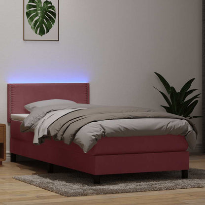 Boxspring met matras fluweel roze 90x210 cm