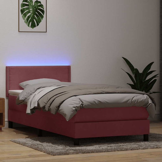 Boxspring met matras fluweel roze 90x210 cm