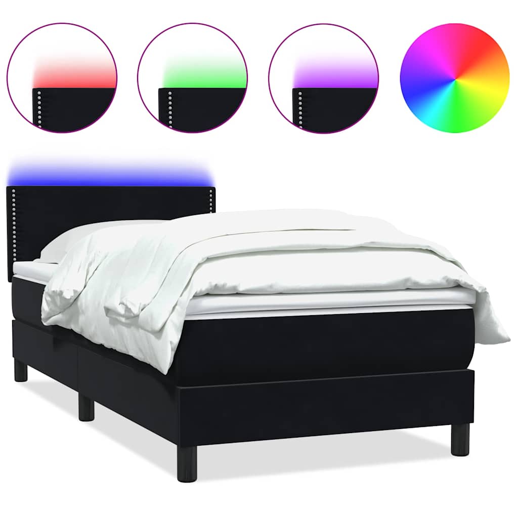 Boxspring met matras fluweel zwart 100x210 cm