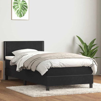 Boxspring met matras fluweel zwart 100x210 cm