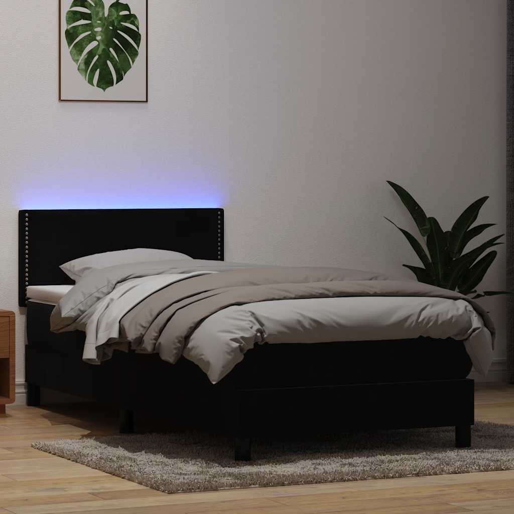 Boxspring met matras fluweel zwart 100x210 cm