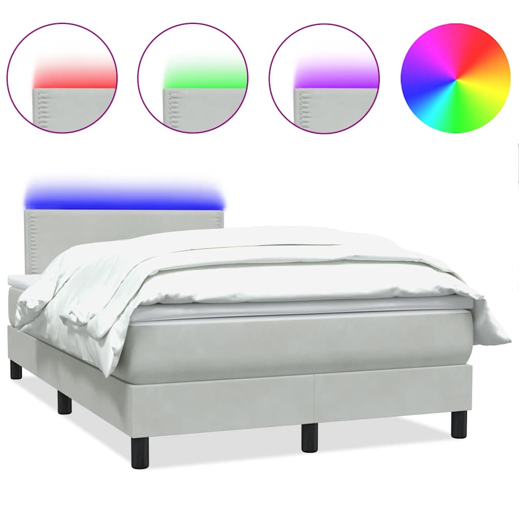 Boxspring met matras fluweel lichtgrijs 120x210 cm