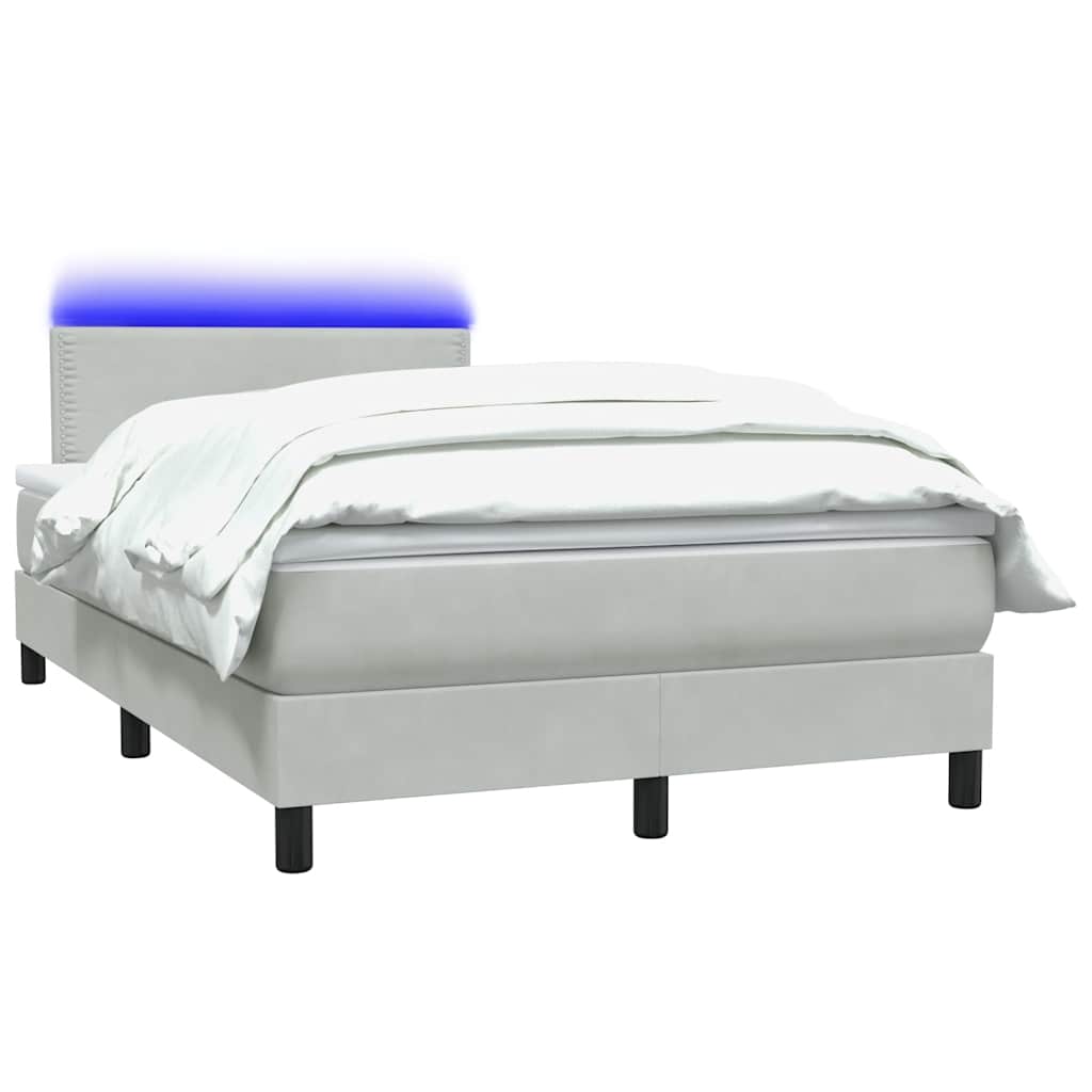 Boxspring met matras fluweel lichtgrijs 120x210 cm