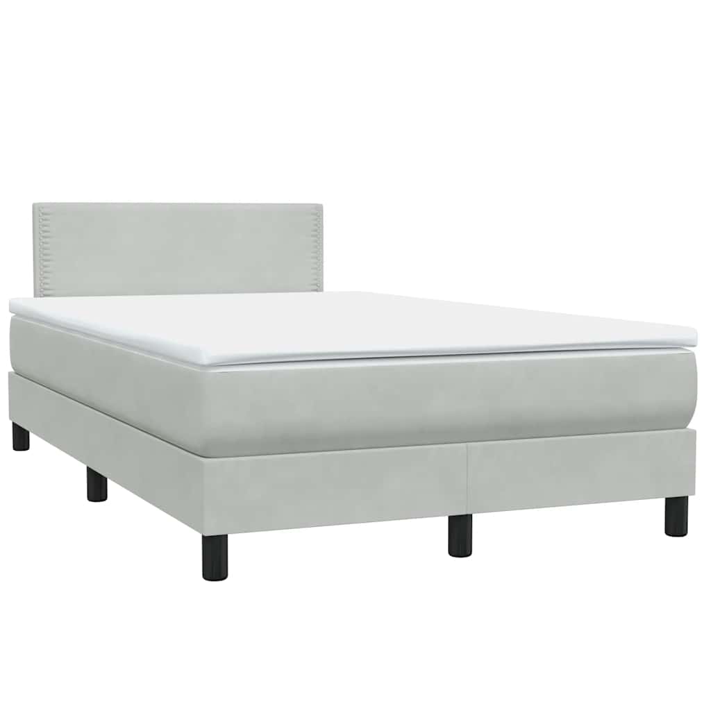 Boxspring met matras fluweel lichtgrijs 120x210 cm